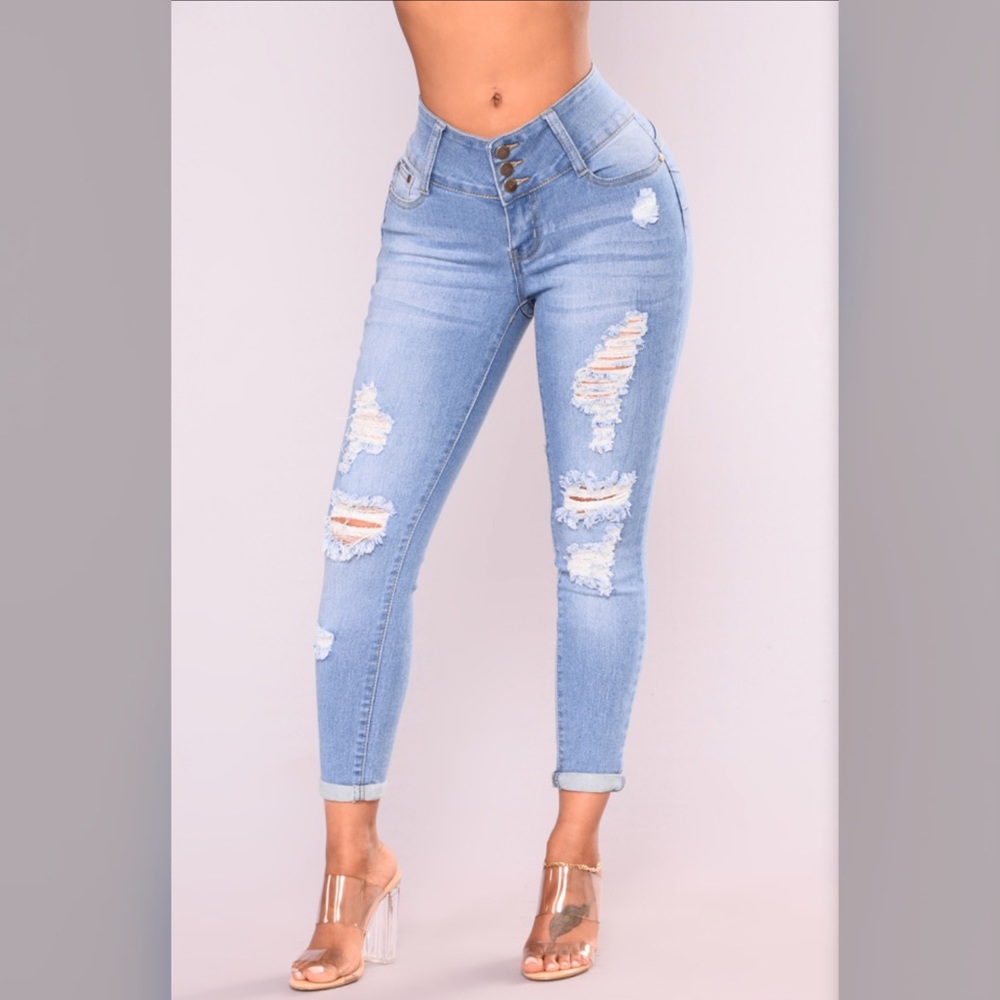 B.O.B Light Blue Rip Jeans - Picture 2 of 8